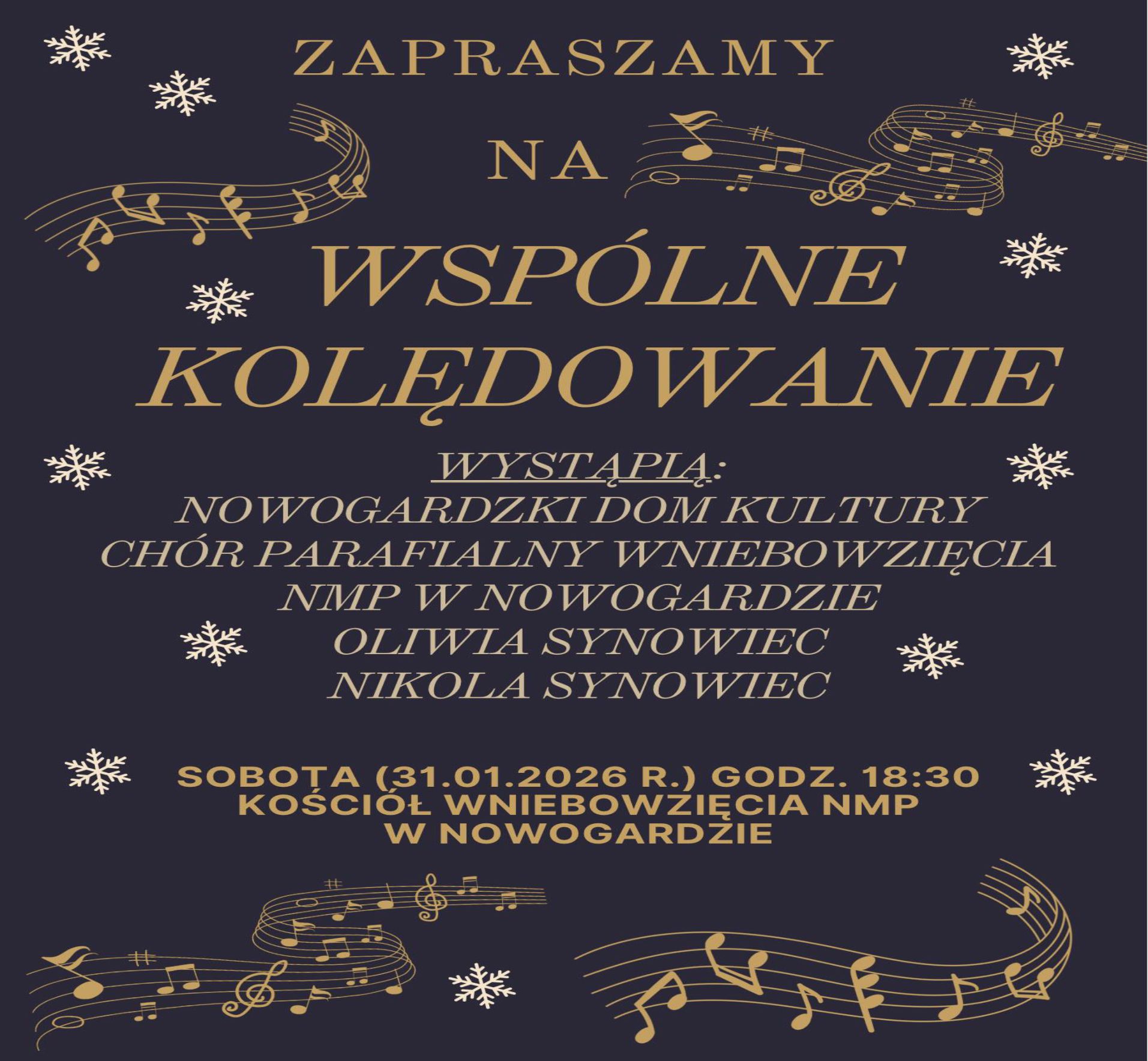 KONCERT ŚWIĄTECZNY w KOŚCIELE pw NMP w Nowogardzie